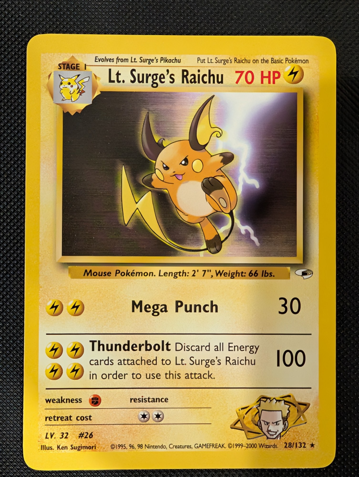 Front of Lt. Surge's Raichu, 28/132