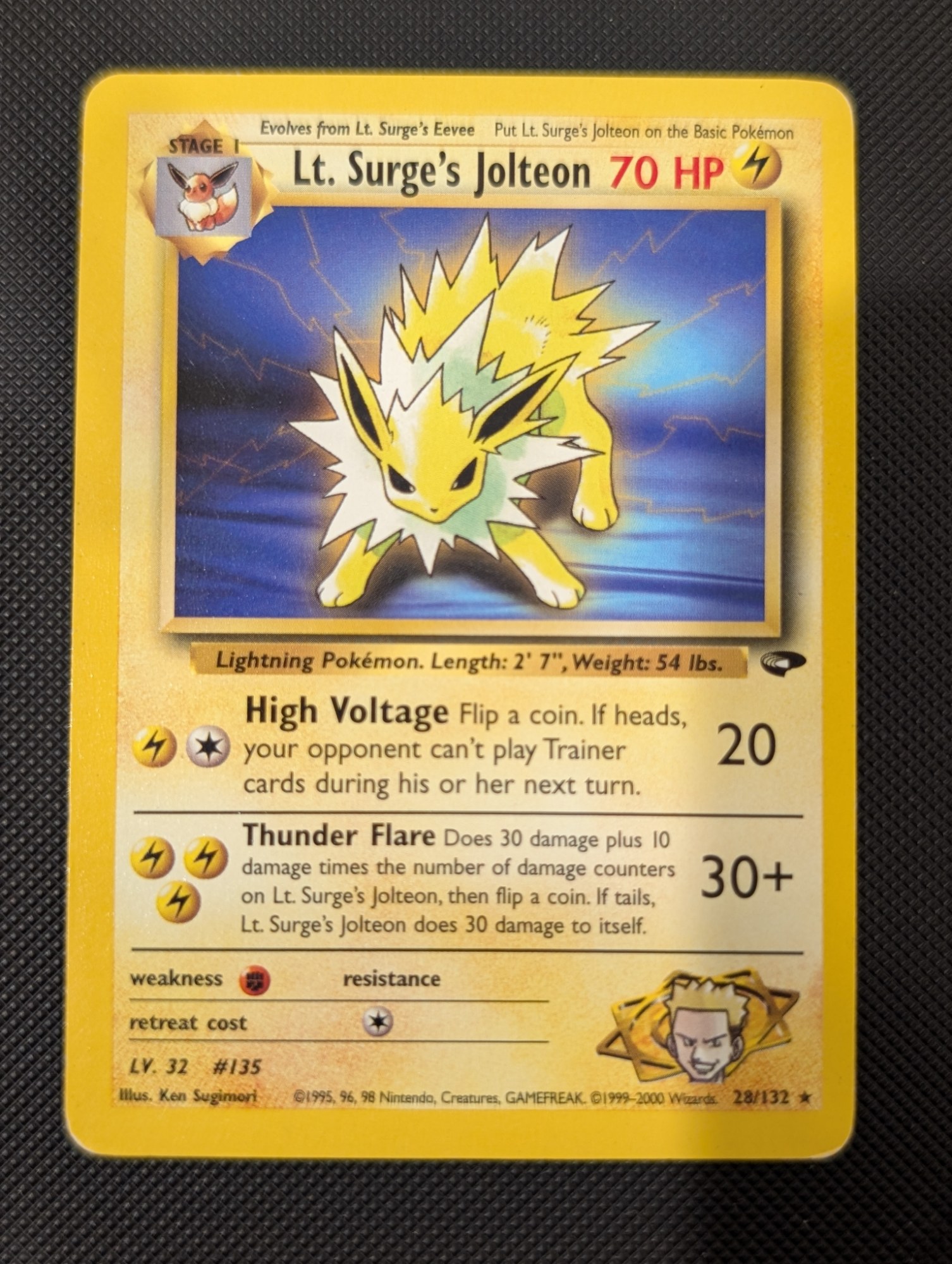 Front of Lt. Surge's Jolteon, 28/132